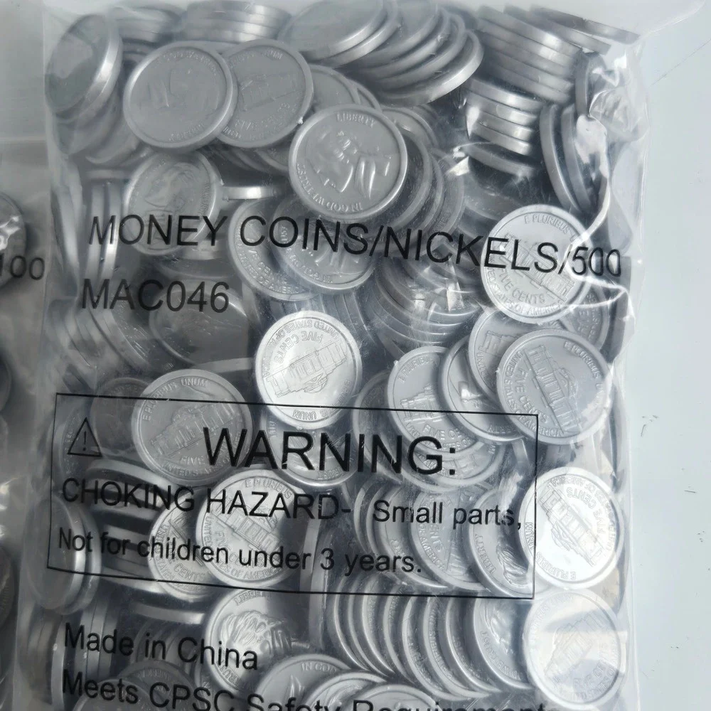 Play Money Set 750 Bills 1350 Coins Pennies Dimes Quarters Nickels MAC051 MAC047